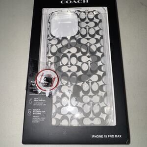 Coach iPhone 15 Pro Max Case MagSafe Signature C black and grey ombré color/new